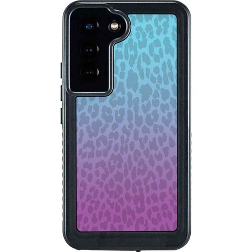 Cheetah Print Purple and Blue Galaxy S23 Waterproof Case