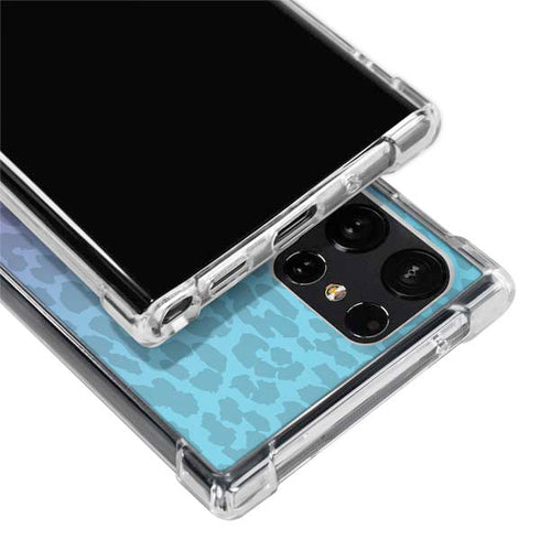 Cheetah Print Purple and Blue Galaxy S24 Ultra Clear Case