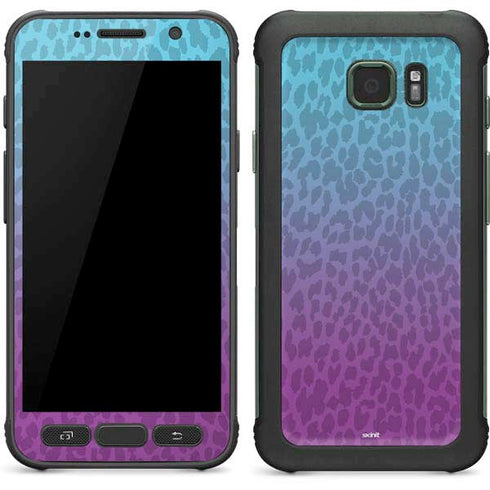 Cheetah Print Purple and Blue Galaxy S7 Active Skin