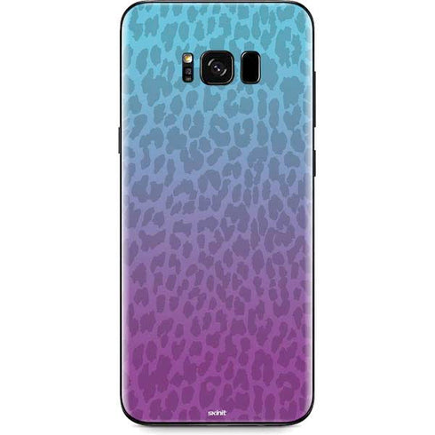 Cheetah Print Purple and Blue Galaxy S8 Skin