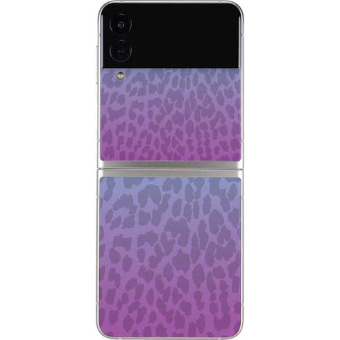 Cheetah Print Purple and Blue Galaxy Z Flip3 5G Skin