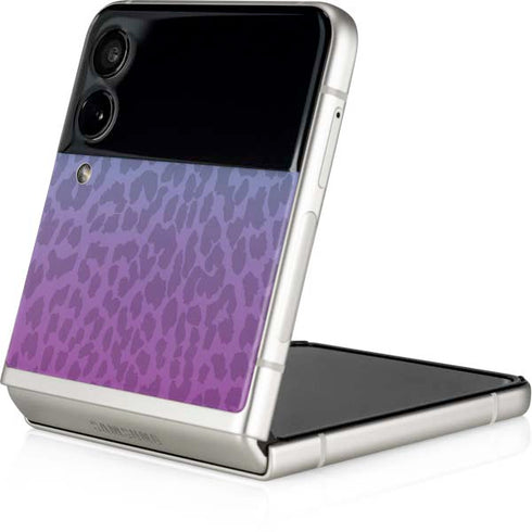 Cheetah Print Purple and Blue Galaxy Z Flip3 5G Skin