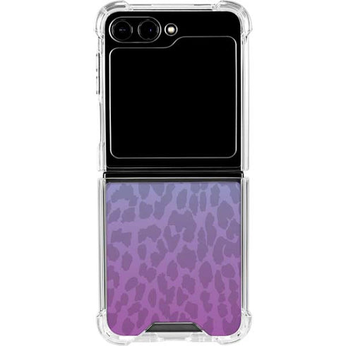 Cheetah Print Purple and Blue Galaxy Z Flip5 5G Clear Case