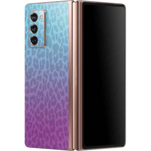 Cheetah Print Purple and Blue Galaxy Z Fold2 5G Skin