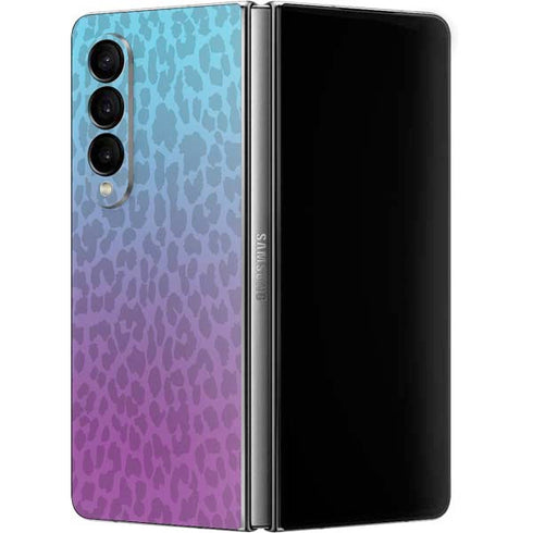 Cheetah Print Purple and Blue Galaxy Z Fold4 5G Skin