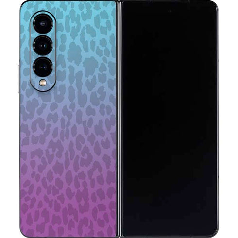 Cheetah Print Purple and Blue Galaxy Z Fold4 5G Skin
