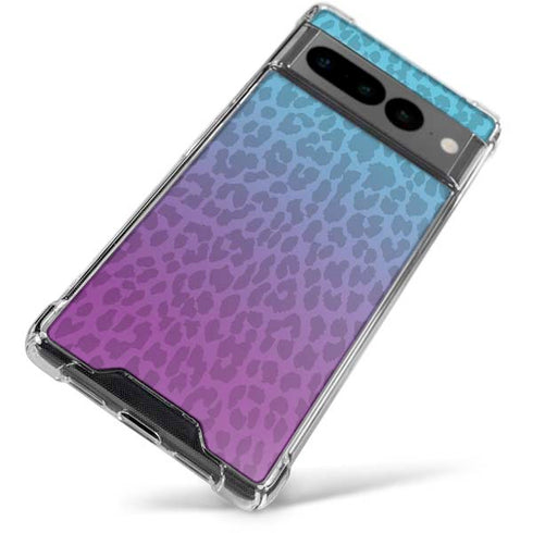 Cheetah Print Purple and Blue Google Pixel 7 Pro Clear Case