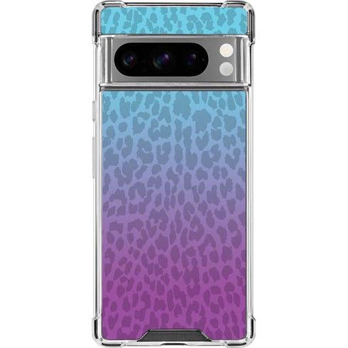 Cheetah Print Purple and Blue Google Pixel 8 Pro Clear Case