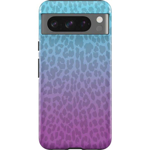 Cheetah Print Purple and Blue Google Pixel 8 Pro Impact Case