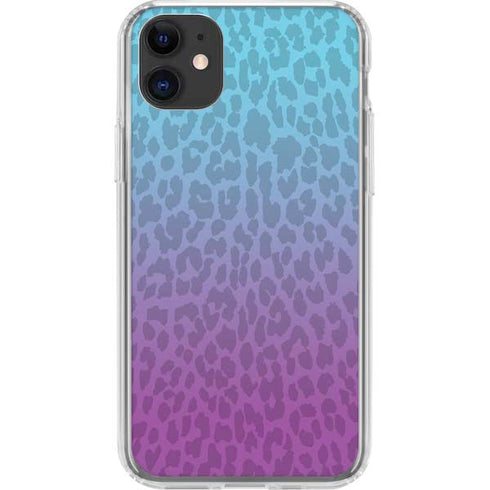 Cheetah Print Purple and Blue iPhone 11 Clear Case
