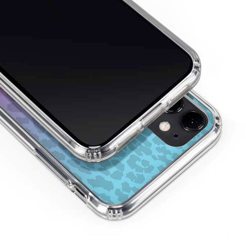 Cheetah Print Purple and Blue iPhone 11 Clear Case