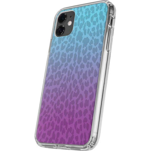 Cheetah Print Purple and Blue iPhone 11 Clear Case