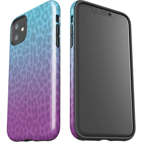 Cheetah Print Purple and Blue iPhone 11 Impact Case