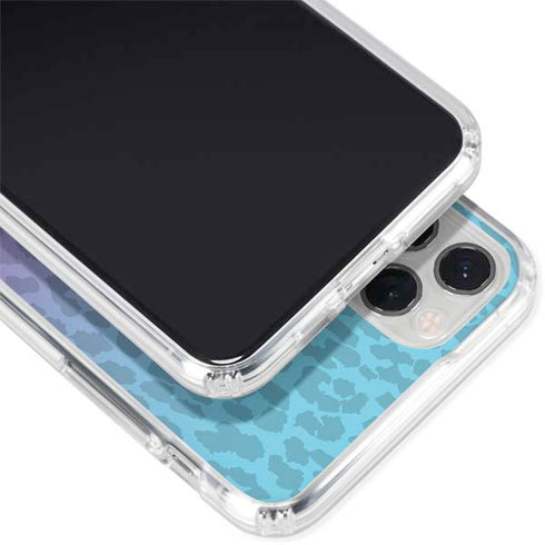 Cheetah Print Purple and Blue iPhone 11 Pro Clear Case