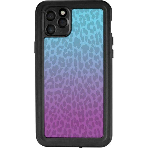 Cheetah Print Purple and Blue iPhone 11 Pro Max Waterproof Case