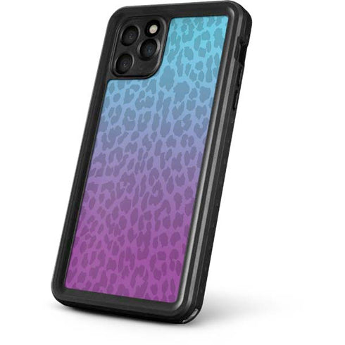 Cheetah Print Purple and Blue iPhone 11 Pro Max Waterproof Case