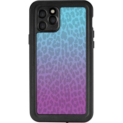 Cheetah Print Purple and Blue iPhone 11 Pro Waterproof Case
