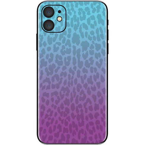 Cheetah Print Purple and Blue iPhone 11 Skin