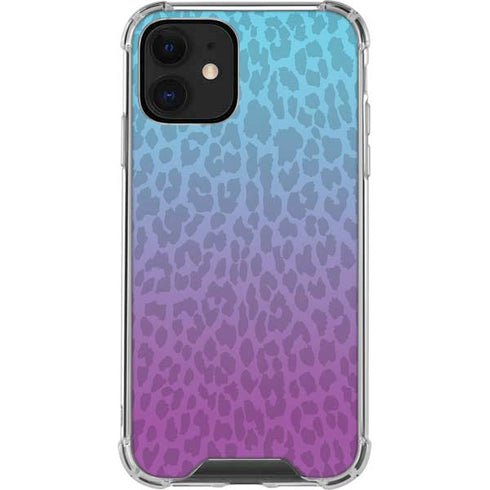 Cheetah Print Purple and Blue iPhone 12 Clear Case