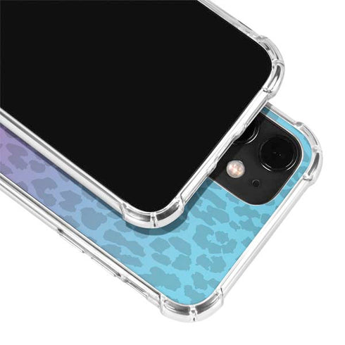 Cheetah Print Purple and Blue iPhone 12 Clear Case
