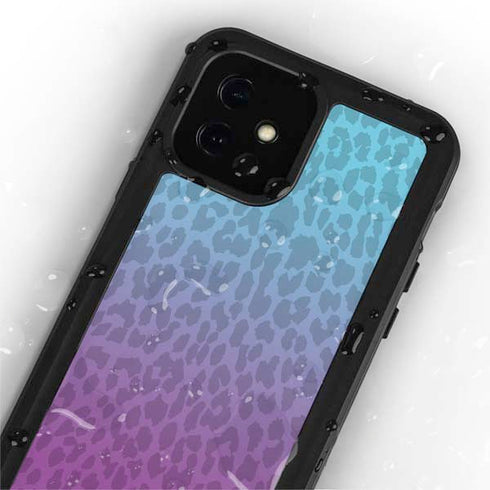 Cheetah Print Purple and Blue iPhone 12 Mini Waterproof Case