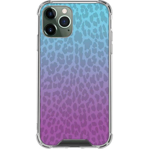 Cheetah Print Purple and Blue iPhone 12 Pro Clear Case