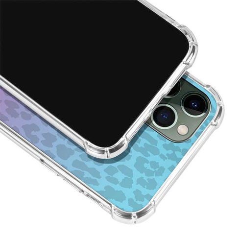 Cheetah Print Purple and Blue iPhone 12 Pro Clear Case