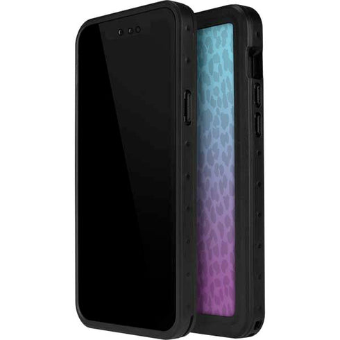 Cheetah Print Purple and Blue iPhone 12 Pro Waterproof Case