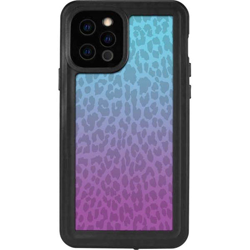 Cheetah Print Purple and Blue iPhone 12 Pro Waterproof Case