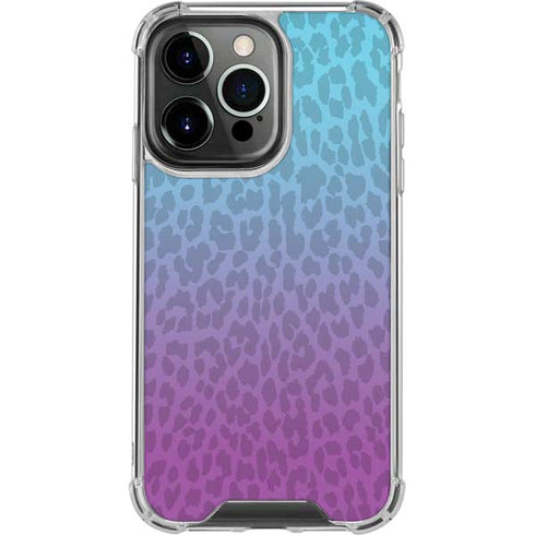 Cheetah Print Purple and Blue iPhone 13 Pro Clear Case