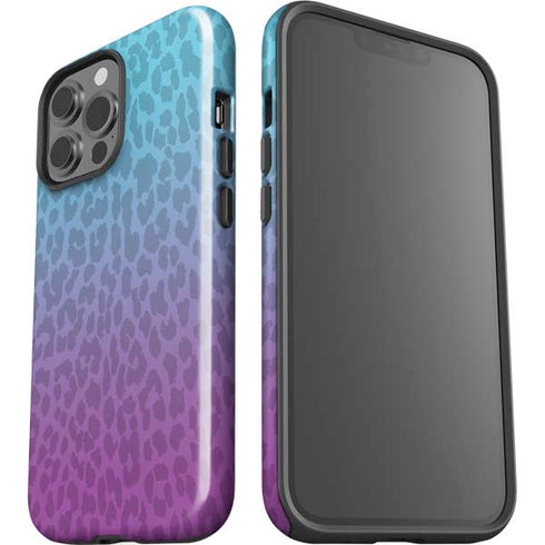 Cheetah Print Purple and Blue iPhone 13 Pro Max Impact Case