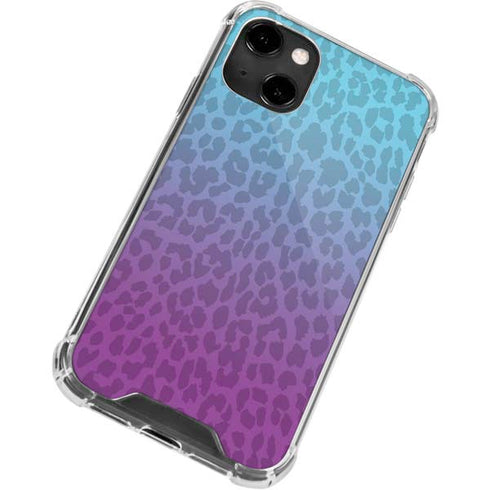 Cheetah Print Purple and Blue iPhone 14 Clear Case
