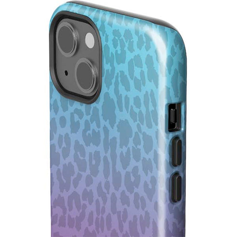 Cheetah Print Purple and Blue iPhone 14 Plus Impact Case
