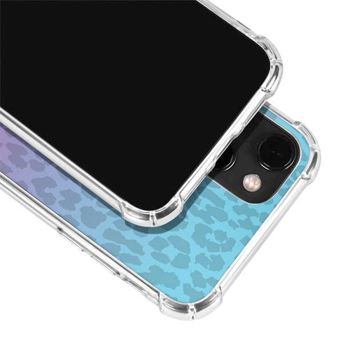 Cheetah Print Purple and Blue iPhone 14 Plus Clear Case