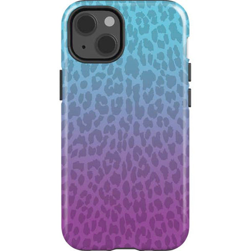 Cheetah Print Purple and Blue iPhone 15 Impact Case