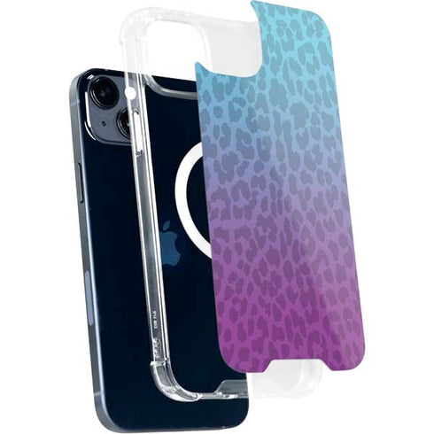 Cheetah Print Purple and Blue iPhone 15 Plus MagSafe Case
