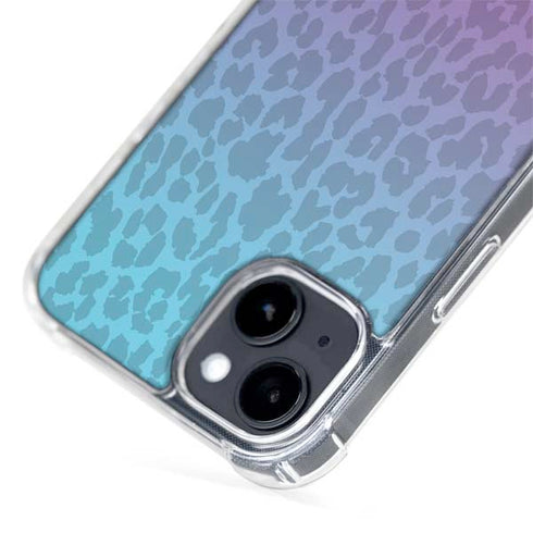 Cheetah Print Purple and Blue iPhone 15 Plus MagSafe Case
