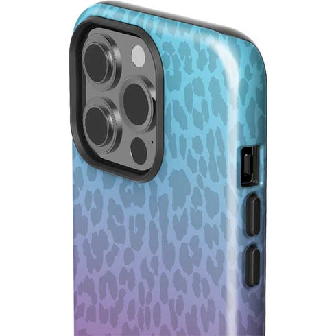 Cheetah Print Purple and Blue iPhone 15 Pro Impact Case