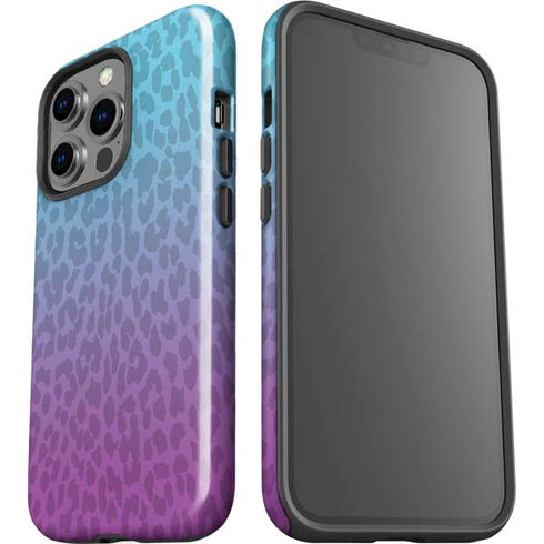 Cheetah Print Purple and Blue iPhone 14 Pro Impact Case