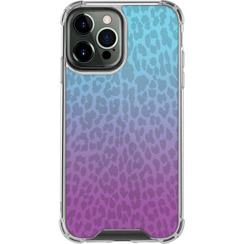 Cheetah Print Purple and Blue iPhone 14 Pro Max Clear Case
