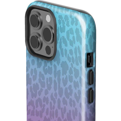 Cheetah Print Purple and Blue iPhone 15 Pro Max Impact Case