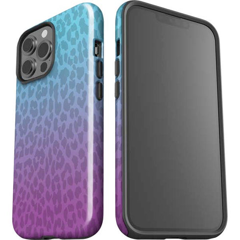 Cheetah Print Purple and Blue iPhone 15 Pro Max Impact Case