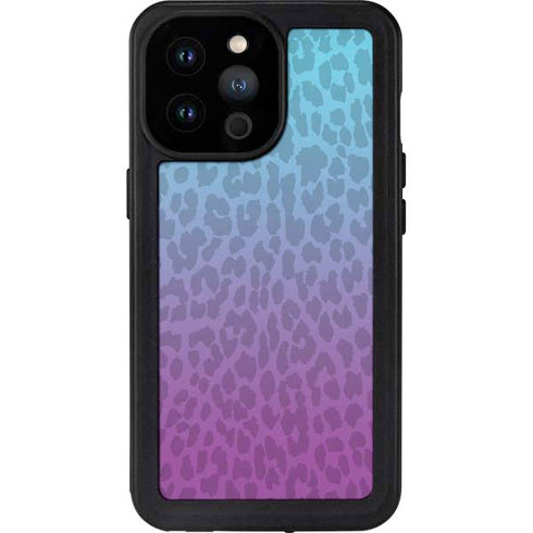 Cheetah Print Purple and Blue iPhone 14 Pro Max Waterproof Case