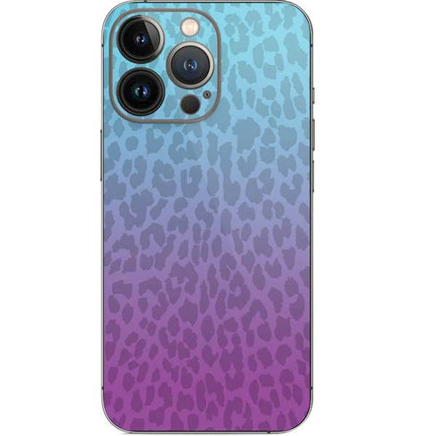 Cheetah Print Purple and Blue iPhone 14 Pro Skin