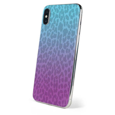 Cheetah Print Purple and Blue iPhone X Skin