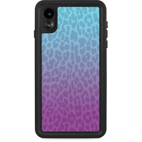 Cheetah Print Purple and Blue iPhone XR Waterproof Case