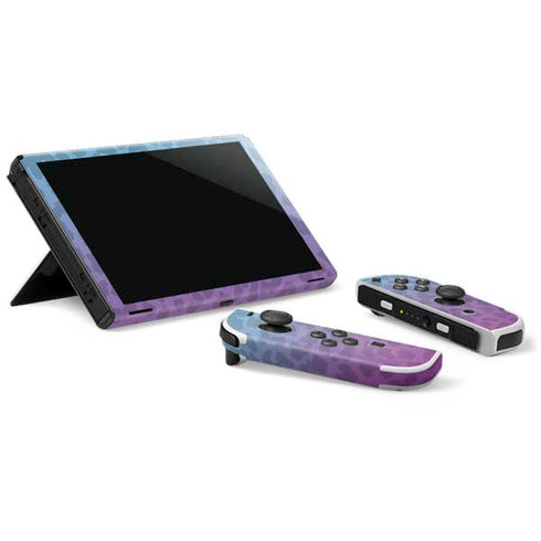 Cheetah Print Purple and Blue Nintendo Switch OLED (2021) Skin