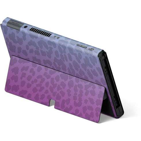 Cheetah Print Purple and Blue Nintendo Switch OLED (2021) Skin