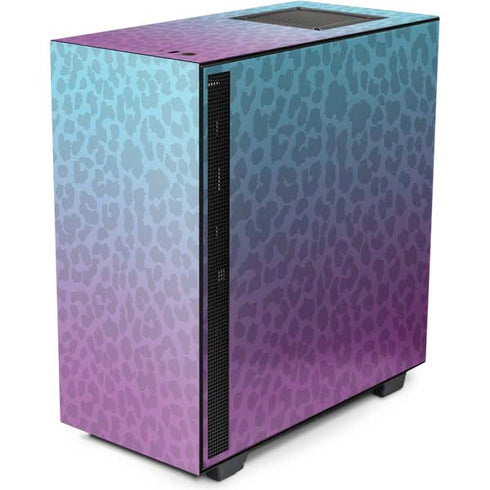 Cheetah Print Purple and Blue NZXT H510 Compact ATX Mid-Tower Case Skin