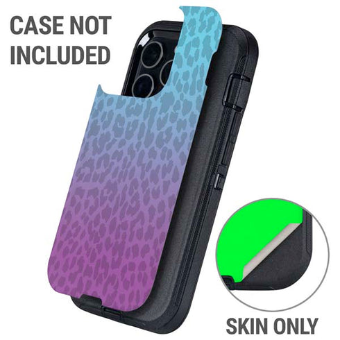 Cheetah Print Purple and Blue Otterbox Defender iPhone Skin